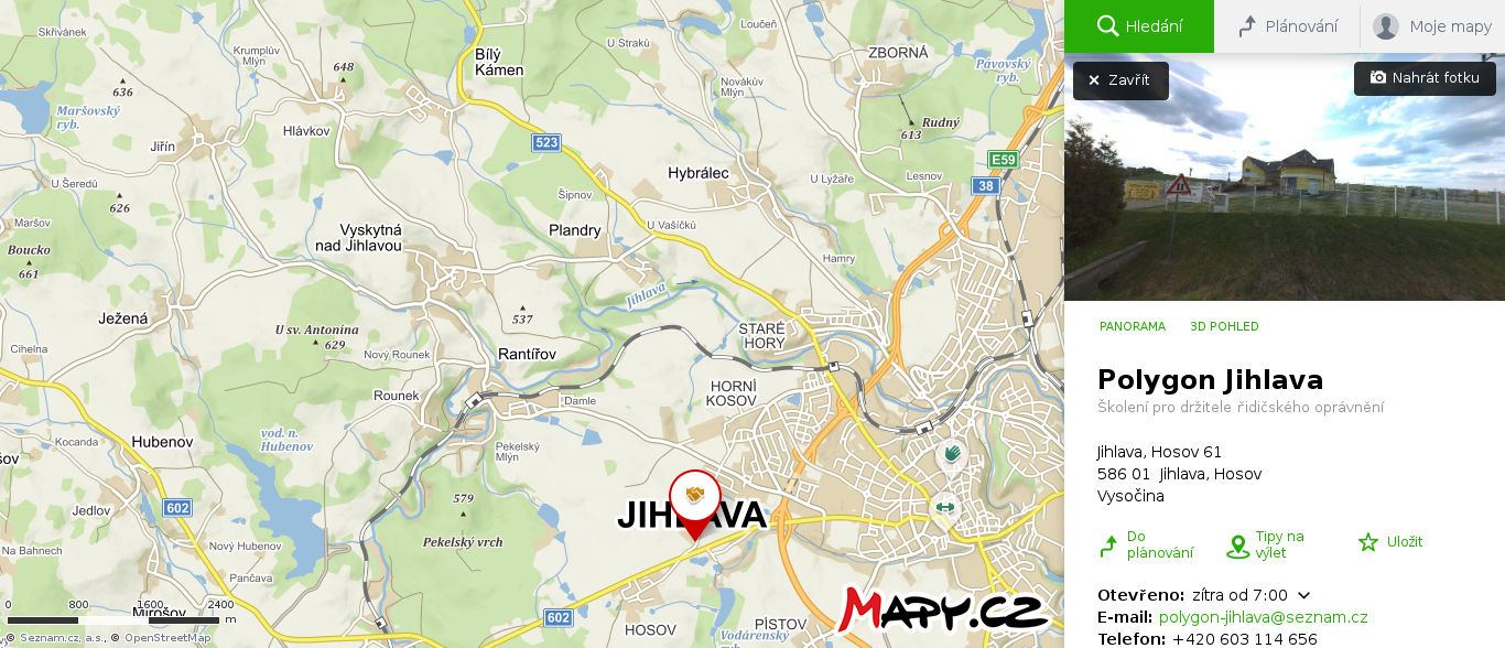 Mapa školy smyku Jihlava