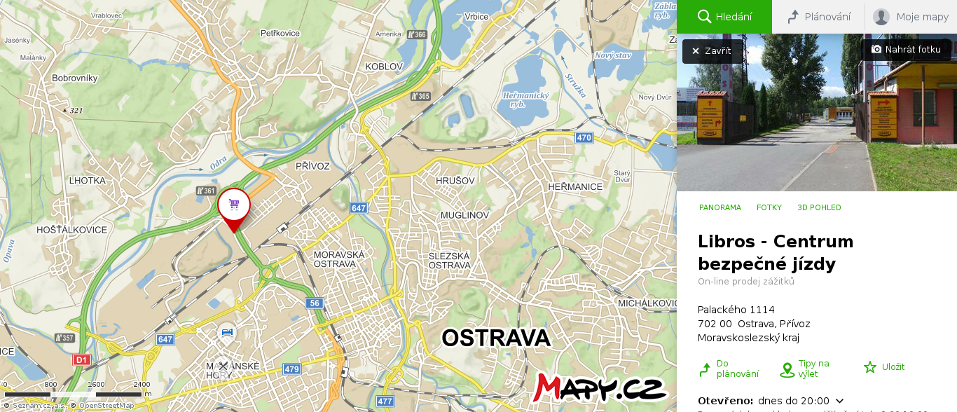 Mapa školy smyku Ostrava