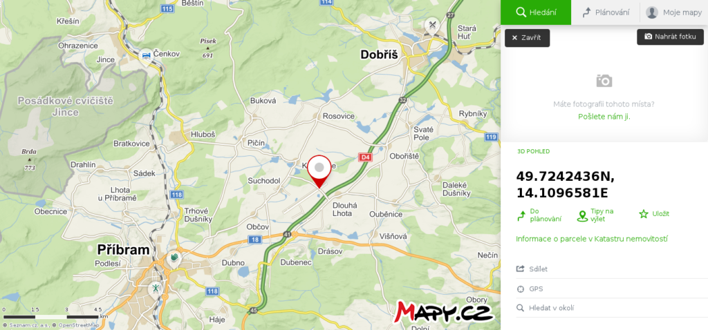 Mapa školy smyku Příbram