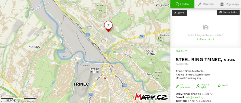 Mapa školy smyku Třinec